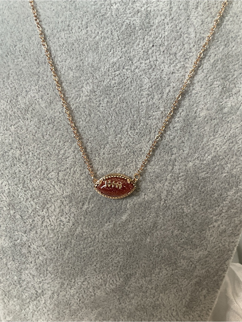 Gold-Tone Glittery Football Pendant Necklace